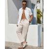 COOFANDY Men’s Casual Linen Pants Loose Fit Elastic Waist Drawstring Lightweight Pant Summer Beach Trousers(Speckled Beige)