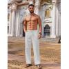 COOFANDY Men’s Casual Linen Pants Loose Fit Elastic Waist Drawstring Lightweight Pant Summer Beach Trousers(White)