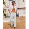 COOFANDY Men’s Casual Linen Pants Loose Fit Elastic Waist Drawstring Lightweight Pant Summer Beach Trousers(White)