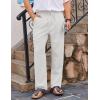 COOFANDY Men’s Casual Linen Pants Loose Fit Elastic Waist Drawstring Lightweight Pant Summer Beach Trousers(White)