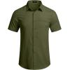 COOFANDY Mens Casual Linen Shirt Short Sleeve Button Down Shirt Summer Beach Hawaiian Shirts(Army Green)