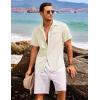 COOFANDY Mens Casual Linen Shirt Short Sleeve Button Down Shirt Summer Beach Hawaiian Shirts(Beige)