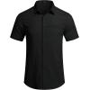 COOFANDY Mens Casual Linen Shirt Short Sleeve Button Down Shirt Summer Beach Hawaiian Shirts(Black)