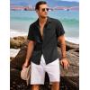 COOFANDY Mens Casual Linen Shirt Short Sleeve Button Down Shirt Summer Beach Hawaiian Shirts(Black)