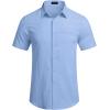 COOFANDY Mens Casual Linen Shirt Short Sleeve Button Down Shirt Summer Beach Hawaiian Shirts(Blue)