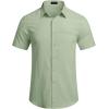 COOFANDY Mens Casual Linen Shirt Short Sleeve Button Down Shirt Summer Beach Hawaiian Shirts(Green)