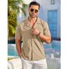 COOFANDY Mens Casual Linen Shirt Short Sleeve Button Down Shirt Summer Beach Hawaiian Shirts(Khaki)