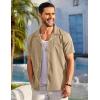COOFANDY Mens Casual Linen Shirt Short Sleeve Button Down Shirt Summer Beach Hawaiian Shirts(Khaki)