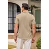 COOFANDY Mens Casual Linen Shirt Short Sleeve Button Down Shirt Summer Beach Hawaiian Shirts(Khaki)