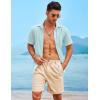 COOFANDY Mens Casual Linen Shirt Short Sleeve Button Down Shirt Summer Beach Hawaiian Shirts(Light Blue)