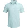 COOFANDY Mens Casual Linen Shirt Short Sleeve Button Down Shirt Summer Beach Hawaiian Shirts(Light Blue)
