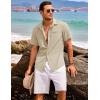 COOFANDY Mens Casual Linen Shirt Short Sleeve Button Down Shirt Summer Beach Hawaiian Shirts(Light Coffee)