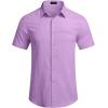 COOFANDY Mens Casual Linen Shirt Short Sleeve Button Down Shirt Summer Beach Hawaiian Shirts(Light Purple)