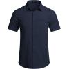 COOFANDY Mens Casual Linen Shirt Short Sleeve Button Down Shirt Summer Beach Hawaiian Shirts(Navy Blue)