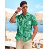 COOFANDY Mens Casual Linen Shirt Short Sleeve Button Down Shirt Summer Beach Hawaiian Shirts(Palm Leaf-green)