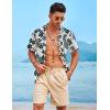 COOFANDY Mens Casual Linen Shirt Short Sleeve Button Down Shirt Summer Beach Hawaiian Shirts(Pineapple-white)
