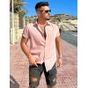 COOFANDY Mens Casual Linen Shirt Short Sleeve Button Down Shirt Summer Beach Hawaiian Shirts(Pink)