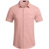 COOFANDY Mens Casual Linen Shirt Short Sleeve Button Down Shirt Summer Beach Hawaiian Shirts(Pink)