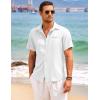 COOFANDY Mens Casual Linen Shirt Short Sleeve Button Down Shirt Summer Beach Hawaiian Shirts(White)