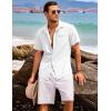 COOFANDY Mens Casual Linen Shirt Short Sleeve Button Down Shirt Summer Beach Hawaiian Shirts(White)