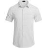 COOFANDY Mens Casual Linen Shirt Short Sleeve Button Down Shirt Summer Beach Hawaiian Shirts(White)