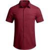 COOFANDY Mens Casual Linen Shirt Short Sleeve Button Down Shirt Summer Beach Hawaiian Shirts(Wine Red)