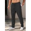 COOFANDY Men’s Casual Pants Waffle Knit Yoga Pants Lightweight Sweatpants Open Bottom Lounge Trousers(Black)