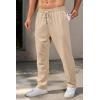 COOFANDY Men’s Casual Pants Waffle Knit Yoga Pants Lightweight Sweatpants Open Bottom Lounge Trousers(Khaki)