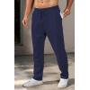 COOFANDY Men’s Casual Pants Waffle Knit Yoga Pants Lightweight Sweatpants Open Bottom Lounge Trousers(Navy Blue)