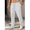 COOFANDY Men’s Casual Pants Waffle Knit Yoga Pants Lightweight Sweatpants Open Bottom Lounge Trousers(White)