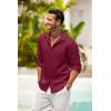 COOFANDY Men’s Casual Shirt Long Sleeve Casual Button Down Shirt for Men Summer Beach Wedding Shirt(Burgundy)