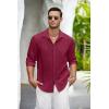 COOFANDY Men’s Casual Shirt Long Sleeve Casual Button Down Shirt for Men Summer Beach Wedding Shirt(Burgundy)