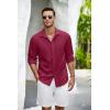 COOFANDY Men’s Casual Shirt Long Sleeve Casual Button Down Shirt for Men Summer Beach Wedding Shirt(Burgundy)