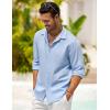 COOFANDY Men’s Casual Shirt Long Sleeve Casual Button Down Shirt for Men Summer Beach Wedding Shirt(Clear Blue)
