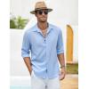 COOFANDY Men’s Casual Shirt Long Sleeve Casual Button Down Shirt for Men Summer Beach Wedding Shirt(Clear Blue)