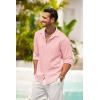 COOFANDY Men’s Casual Shirt Long Sleeve Casual Button Down Shirt for Men Summer Beach Wedding Shirt(Light Pink)