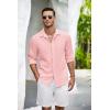 COOFANDY Men’s Casual Shirt Long Sleeve Casual Button Down Shirt for Men Summer Beach Wedding Shirt(Light Pink)
