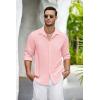 COOFANDY Men’s Casual Shirt Long Sleeve Casual Button Down Shirt for Men Summer Beach Wedding Shirt(Light Pink)