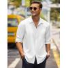 COOFANDY Men’s Casual Shirt Long Sleeve Casual Button Down Shirt for Men Summer Beach Wedding Shirt(White)