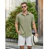 COOFANDY Mens Casual Shirts Short Sleeve Button Down Shirt Wrinkle Free Summer Shirt(Army Green)