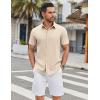 COOFANDY Mens Casual Shirts Short Sleeve Button Down Shirt Wrinkle Free Summer Shirt(Beige)