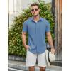 COOFANDY Mens Casual Shirts Short Sleeve Button Down Shirt Wrinkle Free Summer Shirt(Blue)