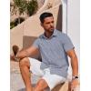 COOFANDY Mens Casual Shirts Short Sleeve Button Down Shirt Wrinkle Free Summer Shirt(Blue-white Stripes)