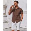 COOFANDY Mens Casual Shirts Short Sleeve Button Down Shirt Wrinkle Free Summer Shirt(Brown)