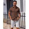 COOFANDY Mens Casual Shirts Short Sleeve Button Down Shirt Wrinkle Free Summer Shirt(Brown)