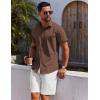 COOFANDY Mens Casual Shirts Short Sleeve Button Down Shirt Wrinkle Free Summer Shirt(Brown)
