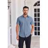COOFANDY Mens Casual Shirts Short Sleeve Button Down Shirt Wrinkle Free Summer Shirt(Captain Blue)