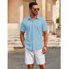 COOFANDY Mens Casual Shirts Short Sleeve Button Down Shirt Wrinkle Free Summer Shirt(Clear Blue)