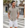 COOFANDY Mens Casual Shirts Short Sleeve Button Down Shirt Wrinkle Free Summer Shirt(Grey)
