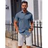 COOFANDY Mens Casual Shirts Short Sleeve Button Down Shirt Wrinkle Free Summer Shirt(Grey Blue)